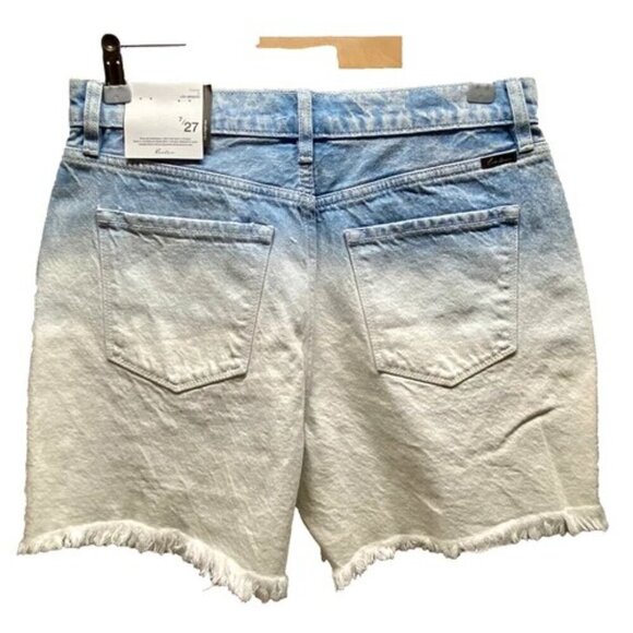 Kancan Women's 7/27 Jean Shorts Blue White Distressed High Rise Ombré Denim NWT - Picture 2 of 13